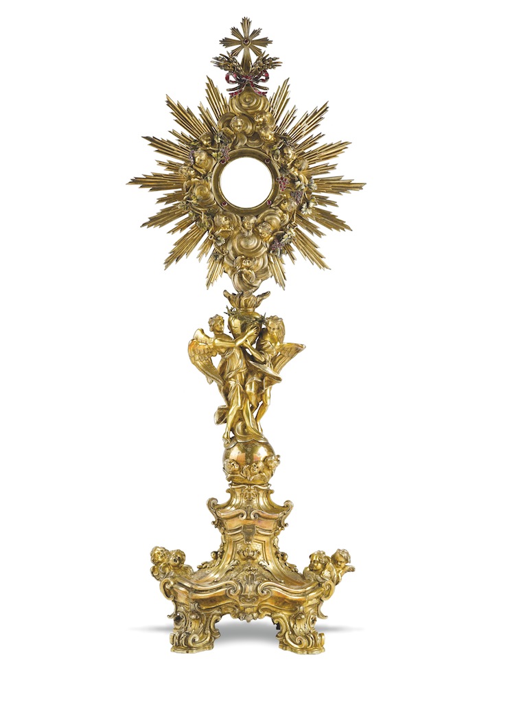 Orfèvre napolitain, Ostensoir, 1808, argent doré et gemmes, © Matteo D’Eletto.