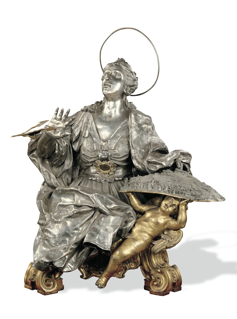 Carlo Schisano, Sainte Iréne, 1733, argent fondu et ciselé, cuivre doré, © Matteo D’Eletto.