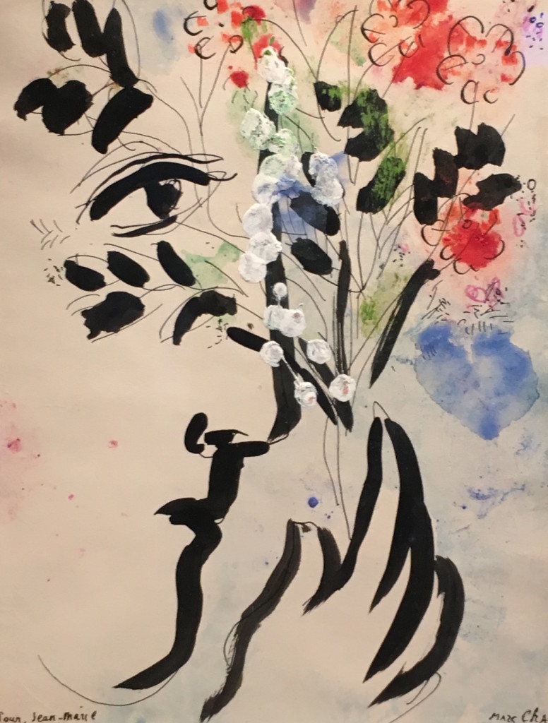 Marc Chagall, Profil au bouquet,  1958